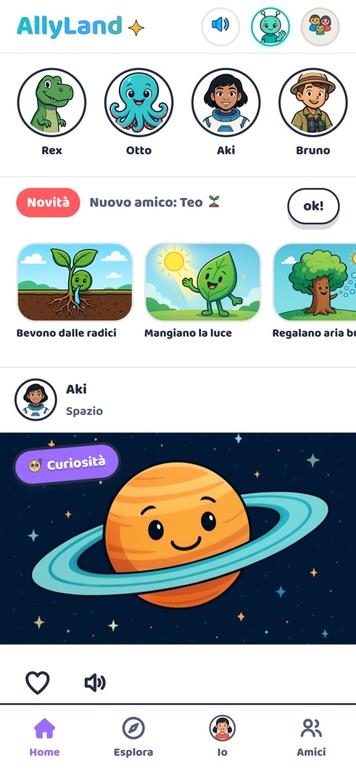 La schermata principale di AllyLand